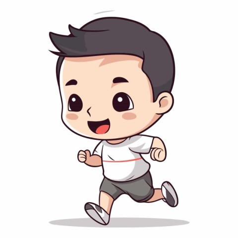 Running - Cute Little Boy Cartoon Vector Illustrationï»Â