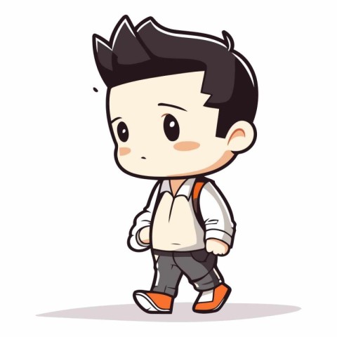 Cute Boy Walking - School Cartoon Vector Illustrationï»Â