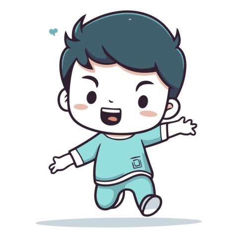 Cute Boy Running - Cartoon Character Vector Illustrationï»