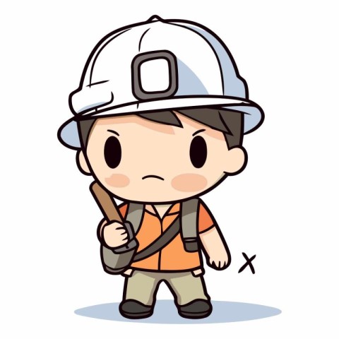 Firefighter - Cute Cartoon Worker Vector Illustrationï»Â