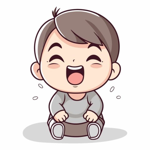 Laughing Boy - Cute Kid Vector Illustration