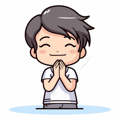 Boy Praying - Cute Cartoon Vector Illustration