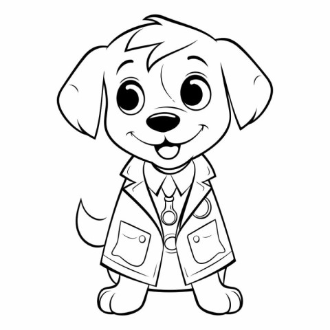 Illustration of a Cute Puppy in a Doctor's Coat