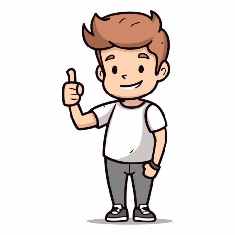 Boy Thumbs Up - Cartoon Vector Illustration