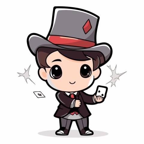 Cute Magician - Cartoon Vector Illustration