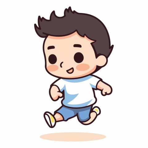 Running Boy - Cute Cartoon Vector Illustration