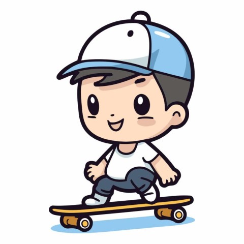 Boy Skateboard Cartoon Character Vector Illustration