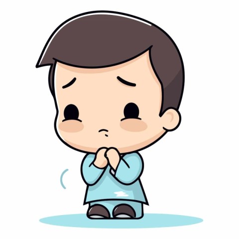 Praying boy - Cute Cartoon Vector Illustration