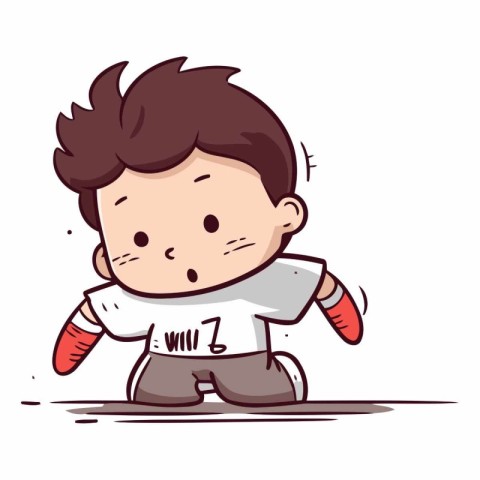Boy Wearing Boxing Suit - Cartoon Vector Illustrationï»Â