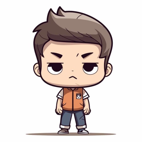 Angry Little Boy - Cartoon Vector Illustration