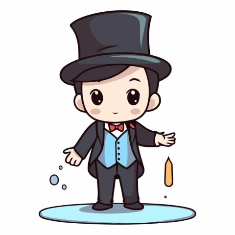 Magician Boy - Cute Cartoon Vector Illustration