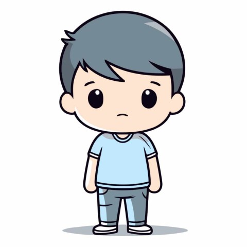 Upset boy - Cute Cartoon Vector Illustration