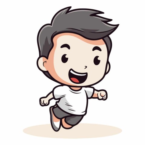 Cute Boy Running - Cartoon Vector Illustration
