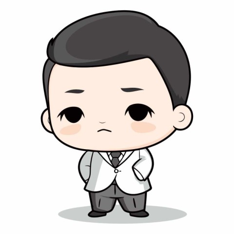 Upset Face - Cartoon Businessman Vector Illustration