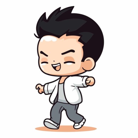 Boy Dancing - Cute Cartoon Vector Illustration
