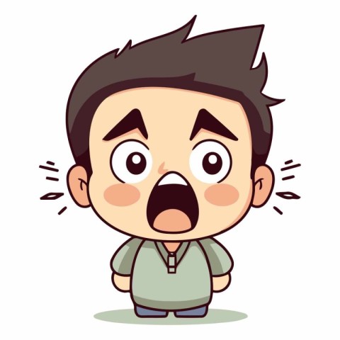 Surprised Boy - Cute Cartoon Vector Illustration
