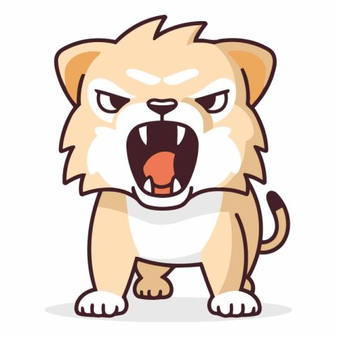 Angry Lion - Cute Cartoon Vector Illustration