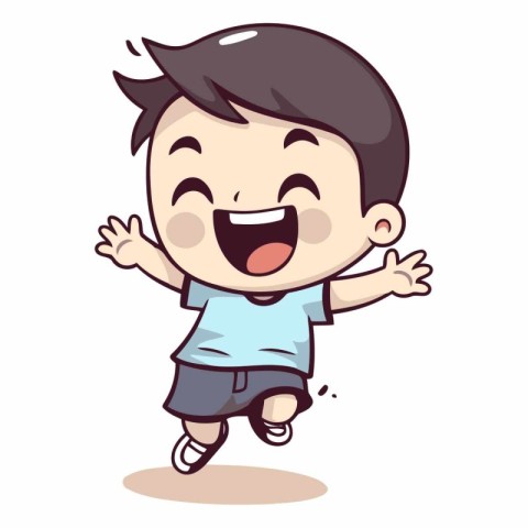 Cute Boy Running - Cartoon Vector Illustration
