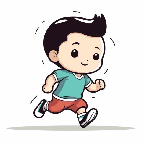 Running Kid - Cute Little Boy Cartoon Vector IllustrationïÂ