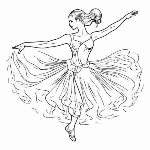 Ballerina in a beautiful dress. Sketch.
