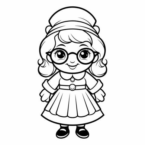 Cute little girl in glasses isolated on white background.