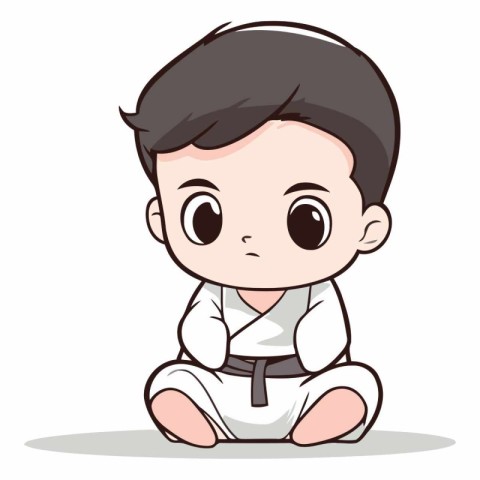 Karate - Cute Little Boy Cartoon Vector Illustration