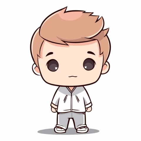 Sad Boy - Cute Cartoon Vector Illustration