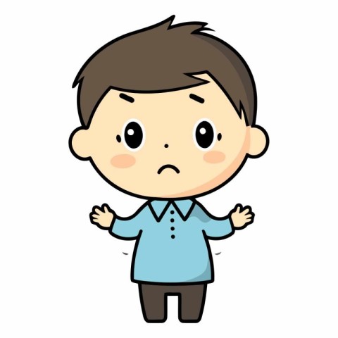 Upset Boy - Cute Cartoon Vector Illustration