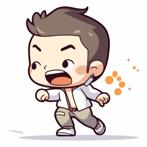 Angry Boy Walking - Cartoon Vector Illustration