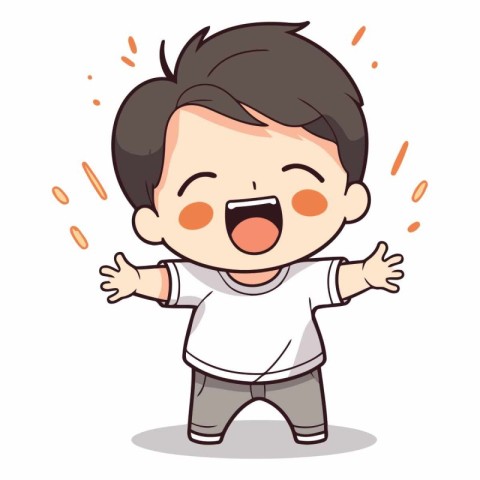Boy laughing - Cute Cartoon Vector Illustration