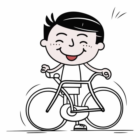Happy Boy Riding Bicycle - Cartoon Vector Illustrationï»Â