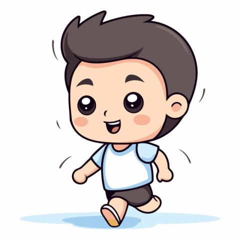 Running Boy - Cute Cartoon Vector Illustration