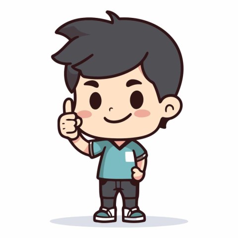 Thumbs up cute boy character vector illustration design.
