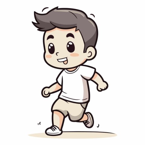Cute Boy Running - Cartoon Vector Illustration