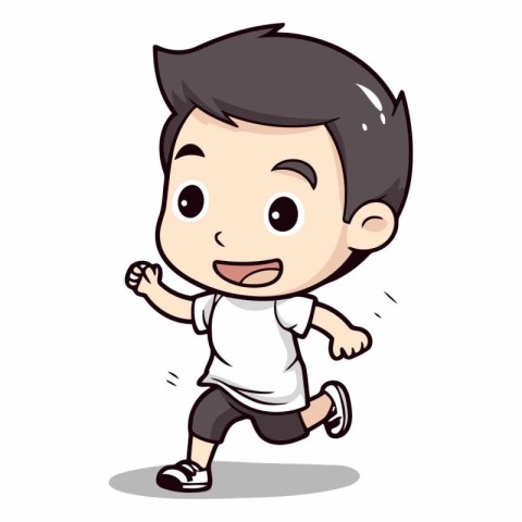 Running Boy - Colorful Cartoon Vector Illustration