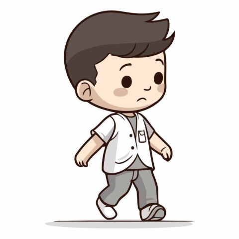 Cute Boy Walking - Colored Cartoon Vector Illustrationï»Â