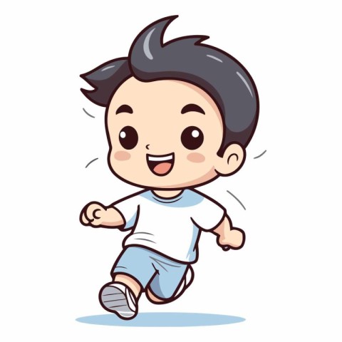 Cute Boy Running - Cartoon Vector Illustration