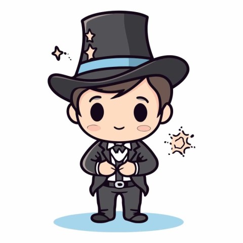 Magician Man - Cute Cartoon Vector Illustration