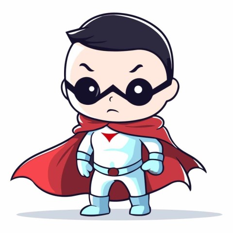 Superhero Boy Cartoon Mascot Character Vector Illustration.
