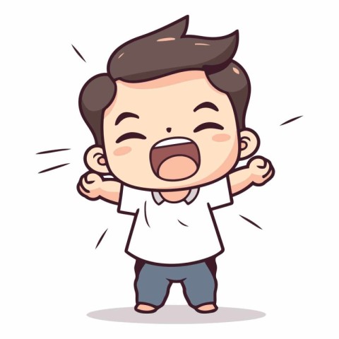 Laughing Kid - Vector Cartoon Illustration