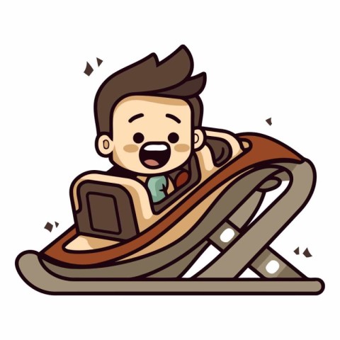 Businessman riding slide - Cartoon Vector Illustrationï»Â