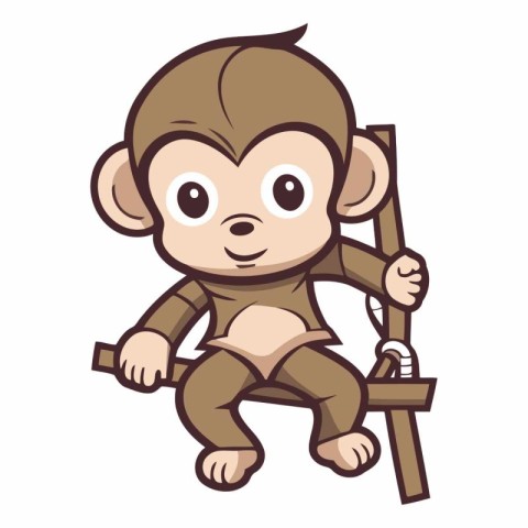 Monkey Cartoon Mascot Character Vector Icon Illustrationï»