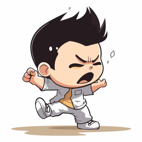 Angry Little Boy - Vector Cartoon Illustration