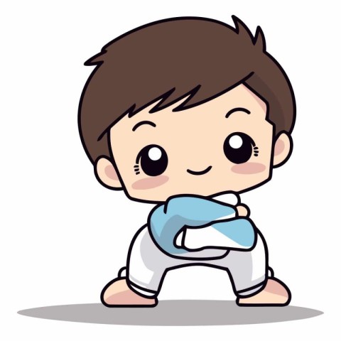 Karate Boy - Colorful Cartoon Vector Illustration