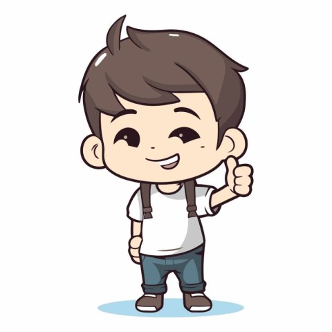 Boy with thumbs up - Cute Cartoon Vector Illustrationï»Â