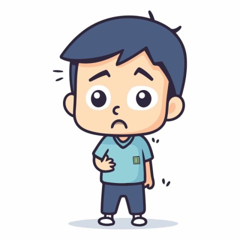 Sad boy cartoon character vector illustration design.