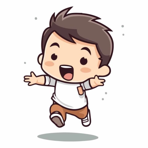 Cute Boy Running - Cartoon Vector Illustration