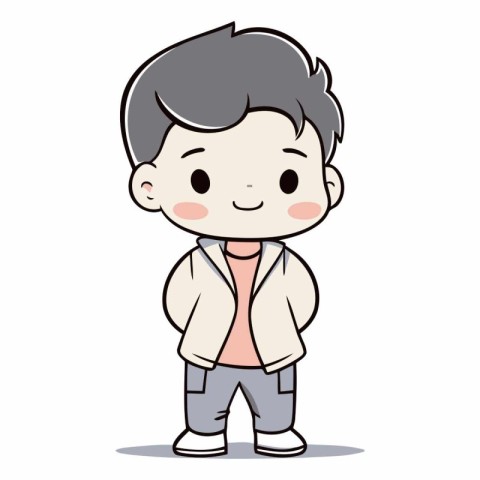 Boy Wearing Casual Clothes - Vector Cartoon Illustrationï»