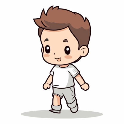 Cute Boy Walking - Cartoon Character Vector Illustrationï»