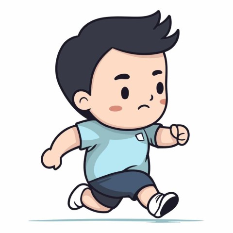 Running Baby - Colorful Cartoon Vector Illustration
